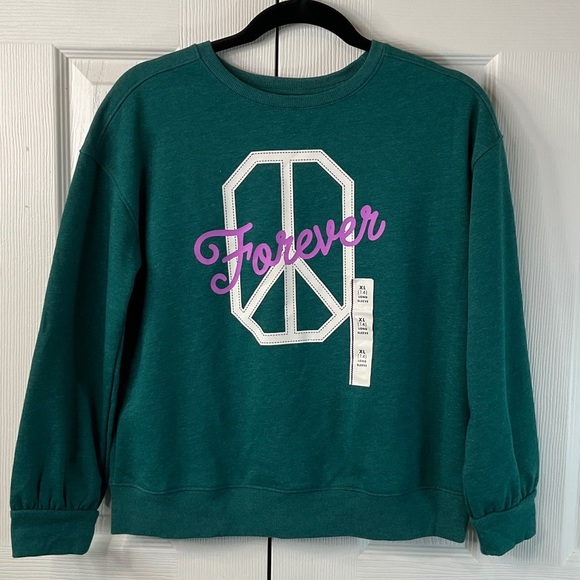 Cat & Jack Girls' Fleece Crew Pullover Sweatshirt Size XL (14) - Picture 2 of 8